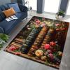 Multi Size Vintage Book Flowers Carpet for Living Room Bedroom Bedside Floor Mat Sofa Table Area Rugs Home Decor Luxury Gift