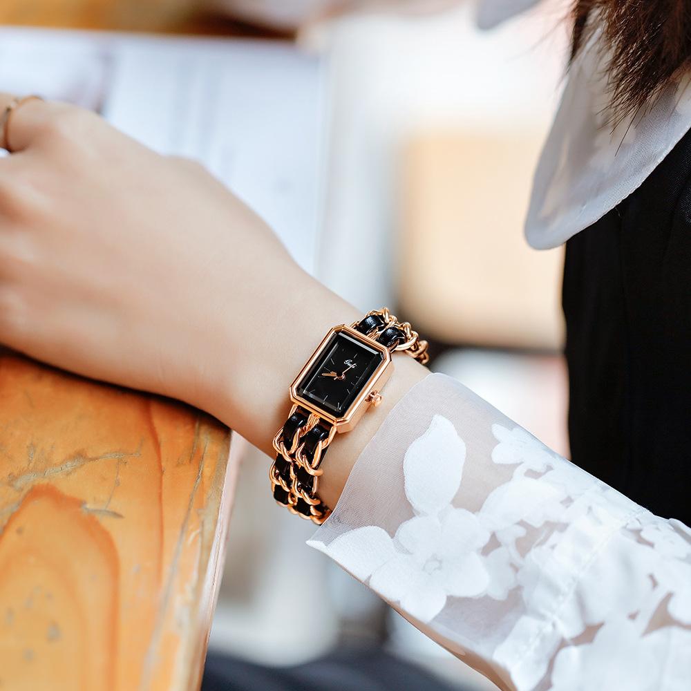 

Часы Новый стиль Простые темпераментные часы женские Ins Niche Light Роскошный дизайн плетеный браслет часы