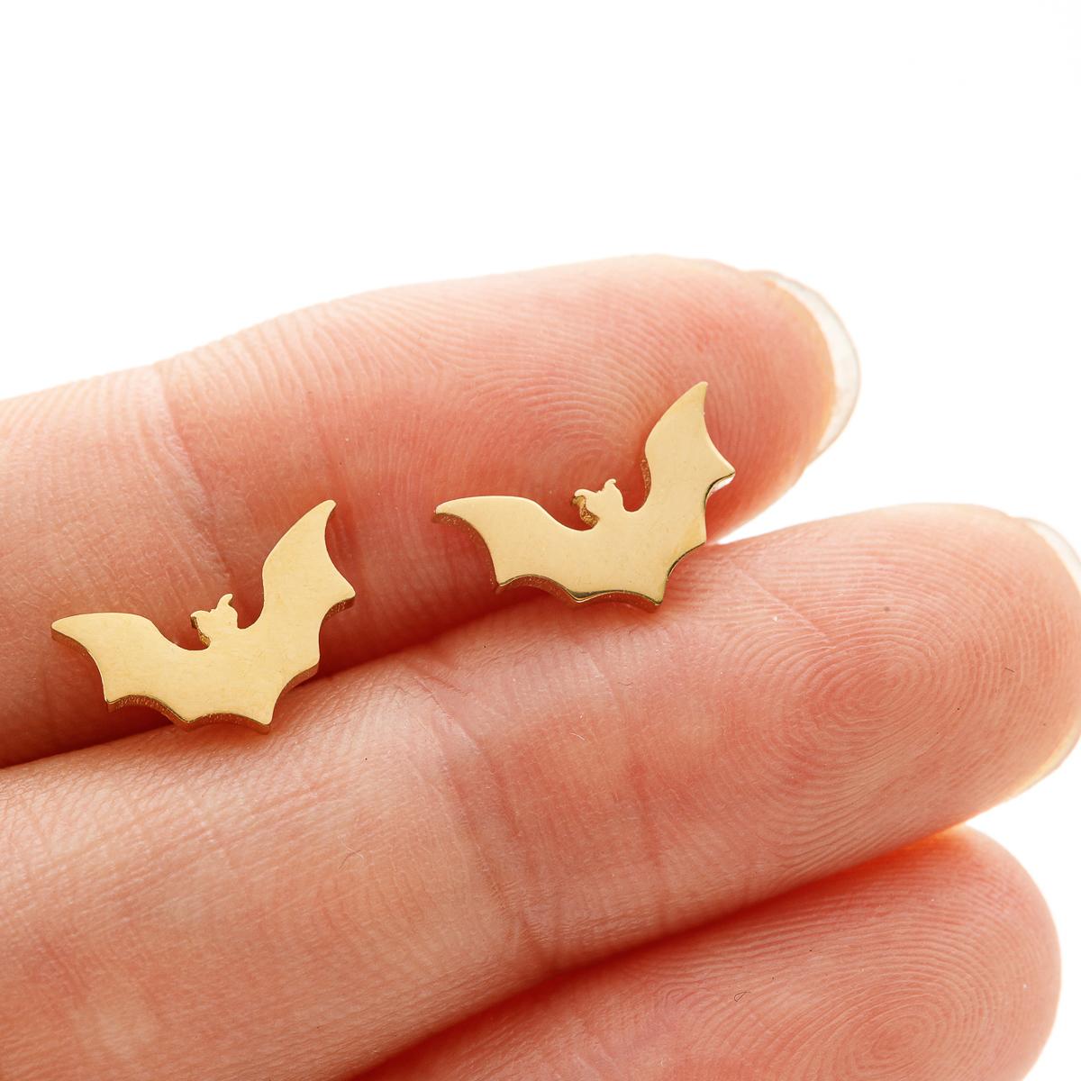 Boucle d'oreille Minimaliste Chauve-souris Vampire Gothique Pour Femmes Acier Inoxydable Tragus Piercing Boucles d'Oreilles Bijoux Accessoires Fête d'Halloween Cadeaux beige
