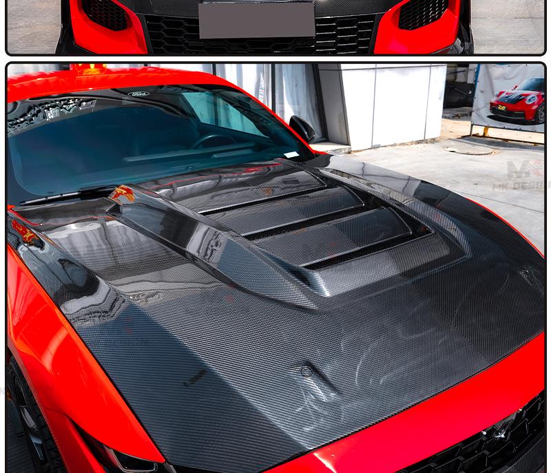 2024+ Ford Mustang Dry Carbon Fiber Hood Engine Cover