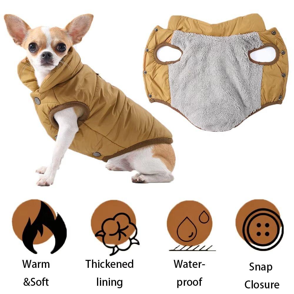 Pet Clothes Waterproof Winter Dog Coat Warm Fleece Dog Cotton Jacket Thickened with D Shape Ring Puppy Costume Outdoor