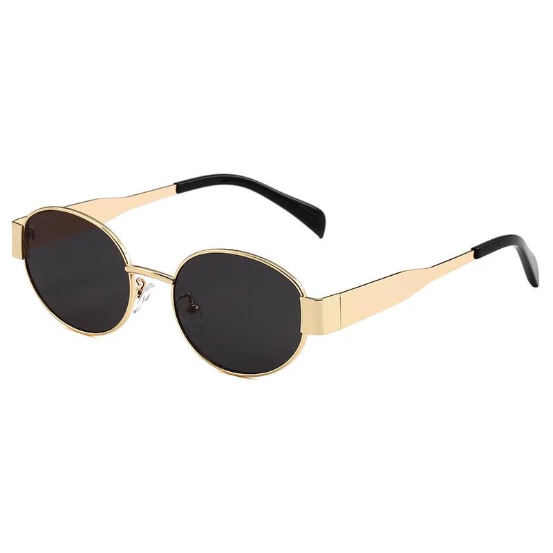 New Oval Sunglasses for Women Men Trendy Metal Frame Sun Glasses Classic Shades Lentes De Sol Mujer