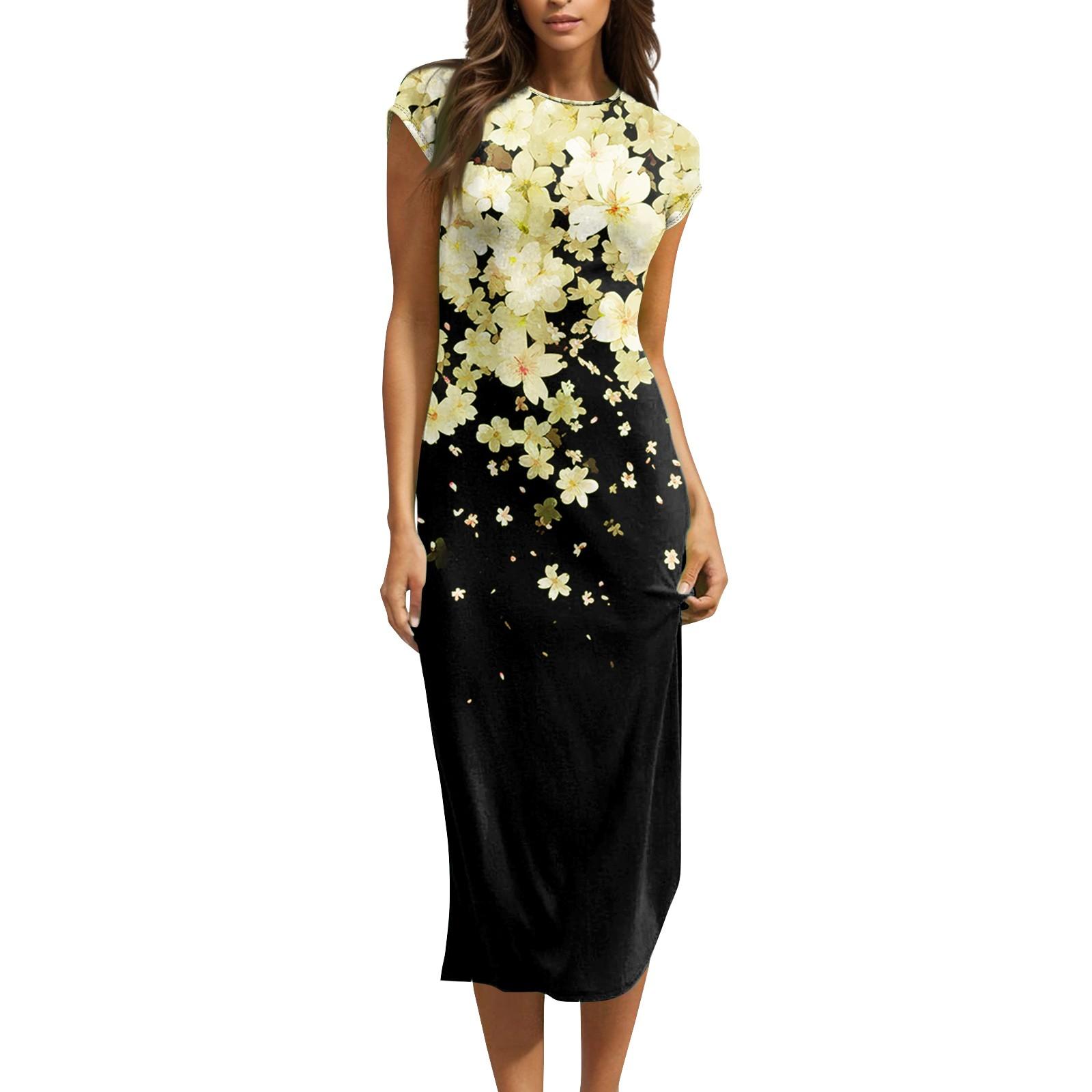 

Женские платья миди с коротким рукавом и воротником-хомут, весна-лето, вечернее платье XL жёлтый