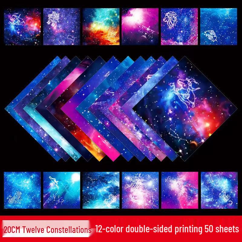 Starry Sky Constellation Origami Paper - Double-Sided Colored Craft Paper for Kids