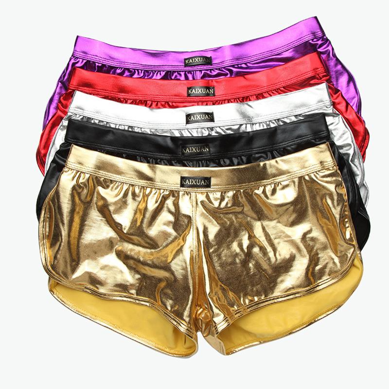 1 Stück Metallic Hipster Trunks Shorts Mode Unterwäsche Sommer Herren Stretch Boxer Einfarbig Glänzend Shorts Polyesterfaser Bademode