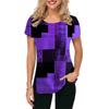Colorful Splicing Pattern T-Shirt For Women Geometry 3D Printed Tees Summer Harajuku Loose Tops Round Neck T Shirts Short Sleeve
