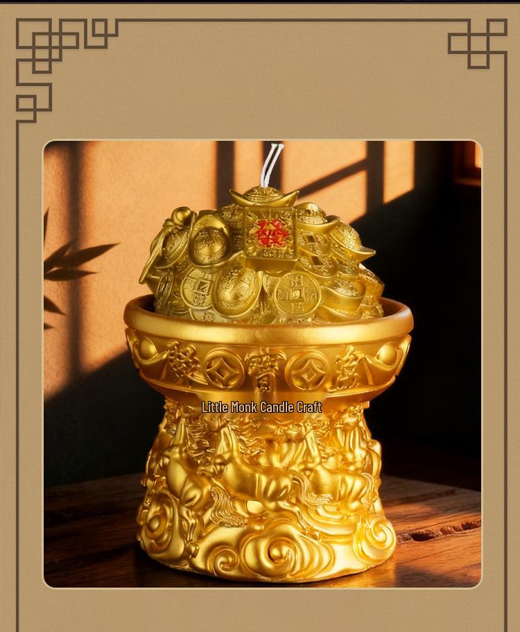 Treasure Bowl Wealth-Attracting Candle for Home and Temple