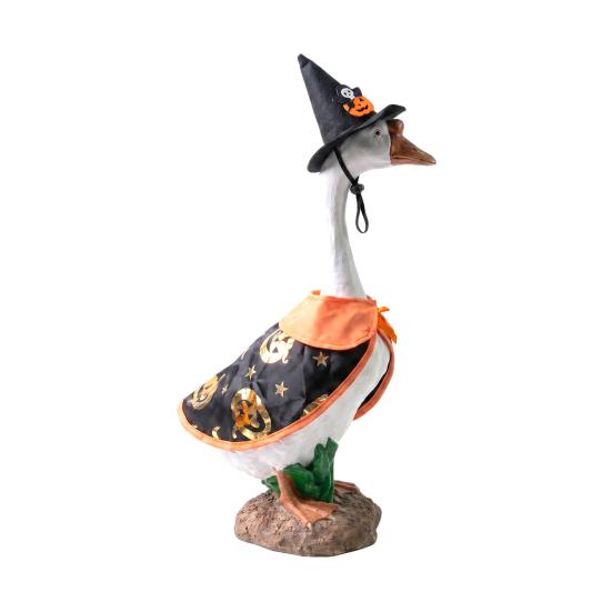 Goose Costume for Yard Display 1 Set Halloween Outfit, Lawn Festive Clothes with Pumpkin Spider Pointed Themed Hat, Porch 23 Inch Statue Outdoor