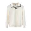 Korean Style Fashion Brand Rhombus Jacquard Lapel Polo Shirt Ruan Handsome Bottoming Long-Sleeved Sweater Hong Kong Style New