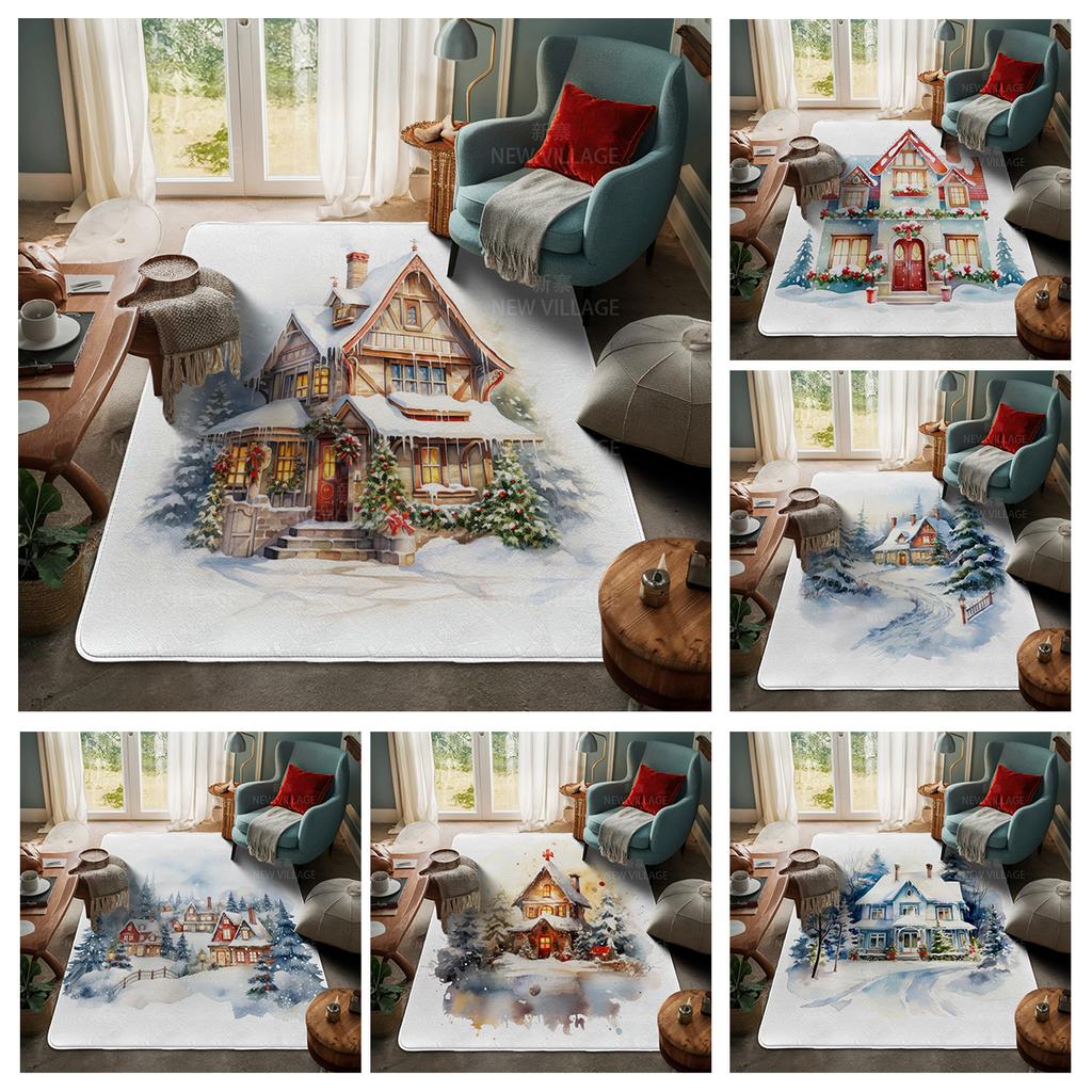 House Entrance Carpet Home Door Mat Living Room Bath Foot Bathroom Non-slip Water Absorption Rugs Bath Merry Christmas Winter