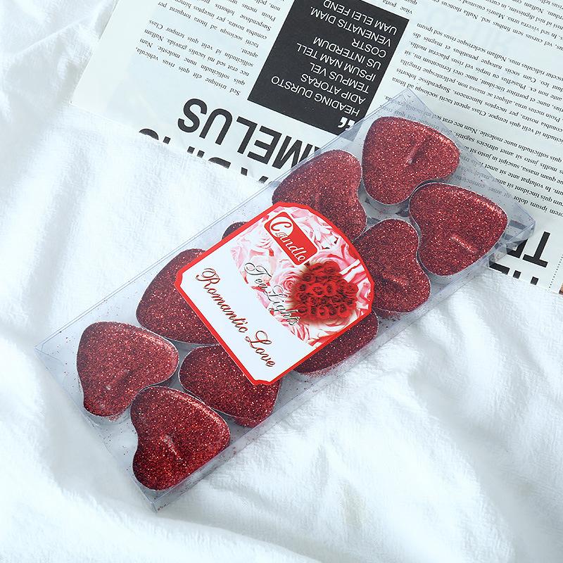 

Love Heart-shaped Confession Romantic Creative Candles Qixi Tea Wax Valentine s Day Marriage Proposal Poses Gold Powder Small Candles Heart-shaped candles 10 packs of red