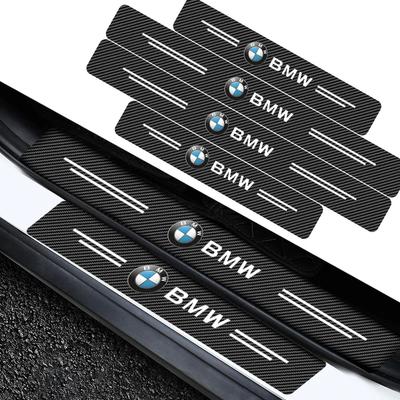 4 Peças Adesivo Protetor de Soleira de Porta de Carro em Fibra de Carbono Anti-riscos Adesivo de Remodelação Para M E34 E36 E60 E90 E46 E39 E70 F10 F20 F30