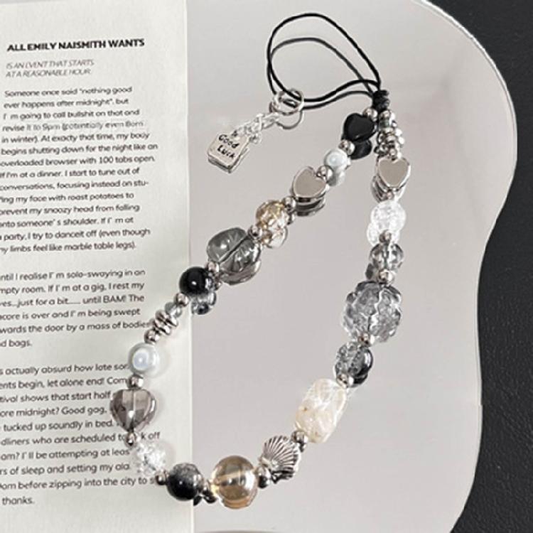 Elegant Flower Bead Pendant Accessory Y2K Heart Phone Charm Strap Hangings Charm