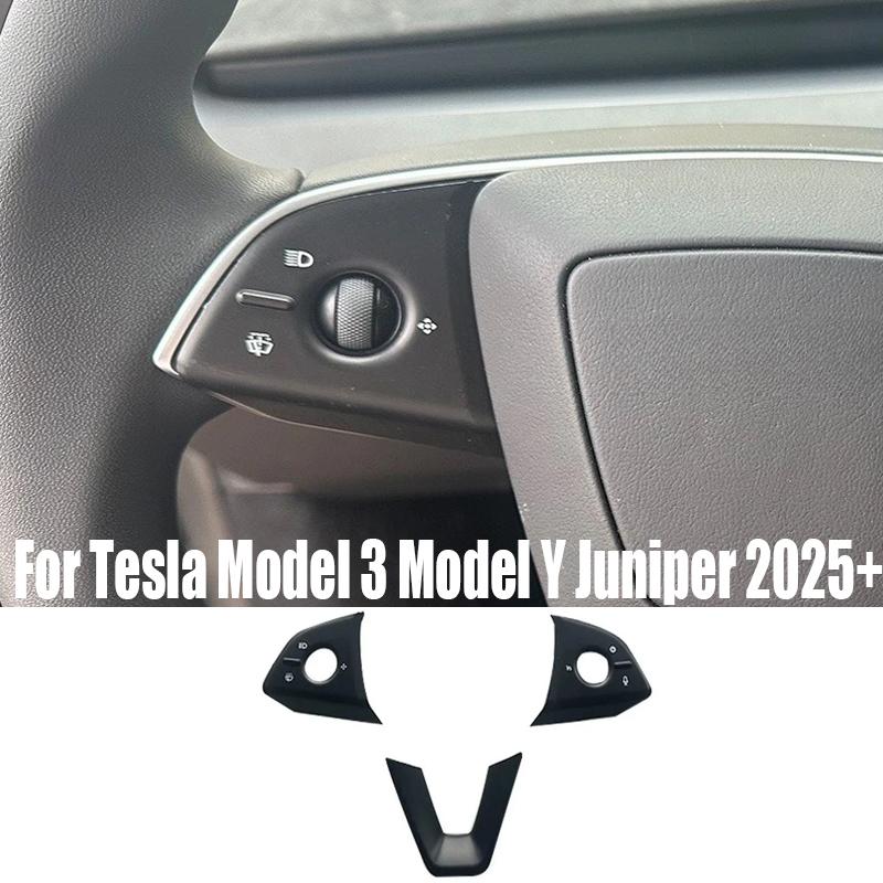 DQMN8 For Tesla Model 3 Highland Model Y Juniper 2025 Steering Wheel Button Sticker Protective Cover Patch Interior Car Accessories