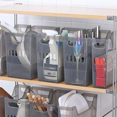 Kitchen Storage Box with Built-in Pulley Design Plastic Scrapbook Paper Storage Case Transparent Storage Bin