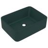 VidaXL Lavabo de Luxe Vasque à Poser de Toilette Lave-mains de Salle de Bain Salle Cosmétique Rectangulaire Vert Foncé Mat 147047