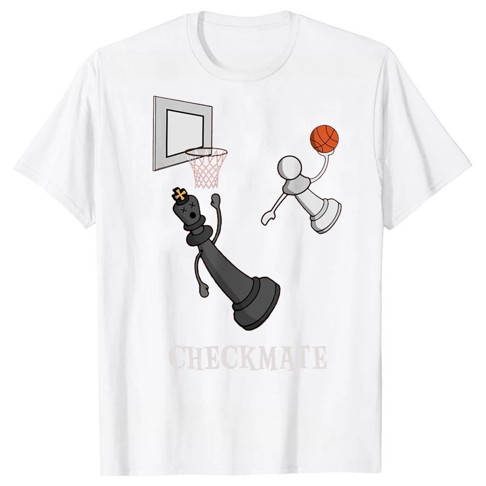 Fun General Tshirt with Chess and Basketball Game Board Pattern Casual Shortsleeved Tshirt Birthday Gift Summer Tshirt