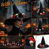 Black Satin Witch Hat for Halloween Costume Accessory