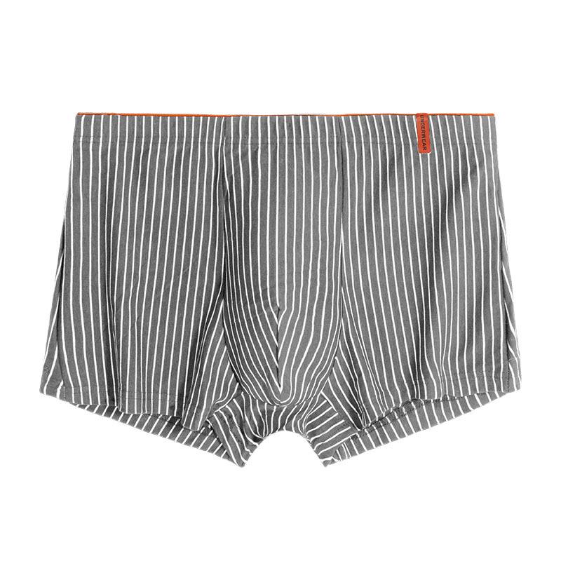 Men's Breathable Cotton Boxer Briefs with Antibacterial Crotch - Japanese Style Stripes