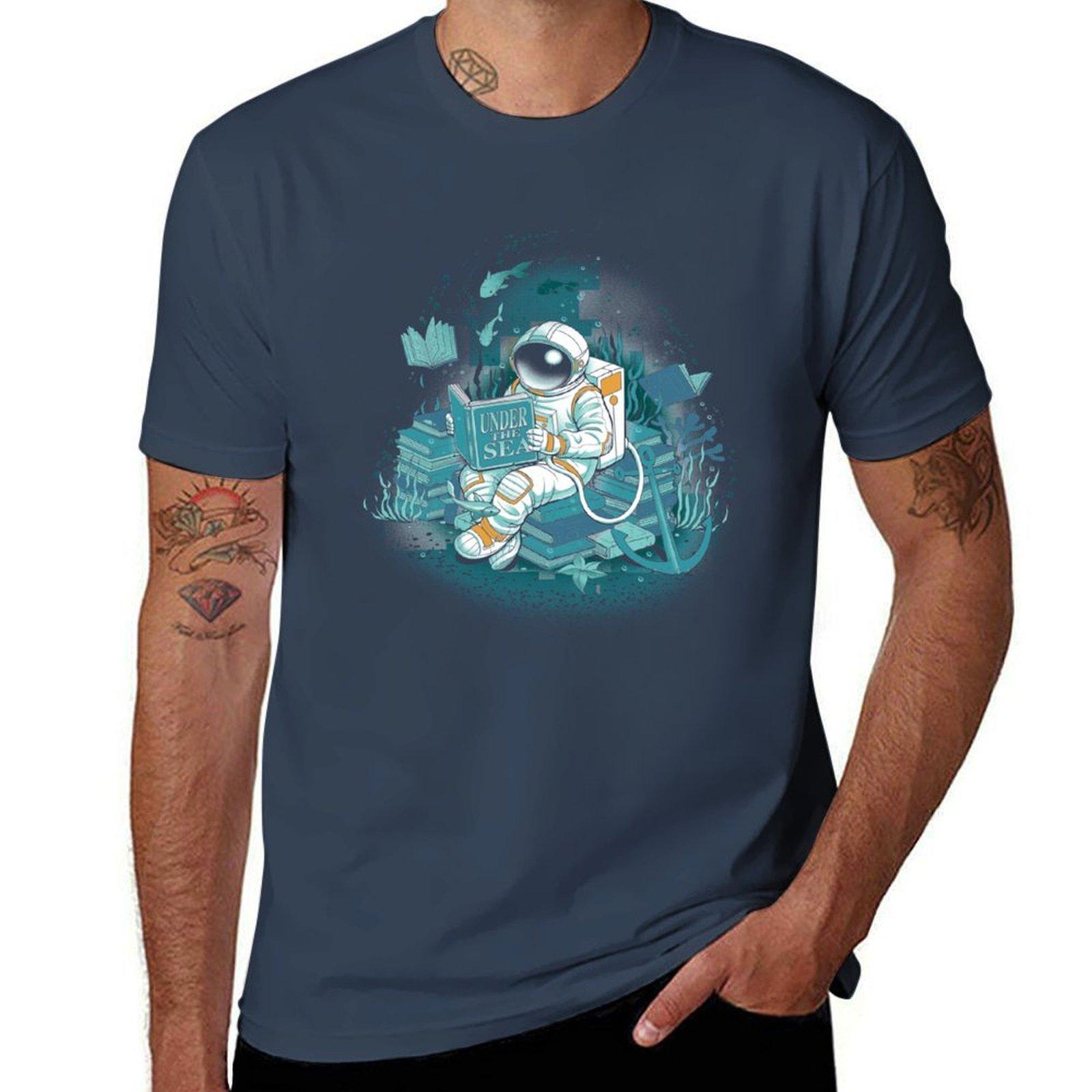 A Reader Lives A Thousand Lives Cosmonaut Under The Sea Tshirt Plus Size Solid Color Tshirt S