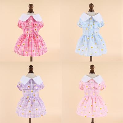 Lead Small Floral Skirt Pet Cat Dog Spring Summer Thin French Bucket Corgi Teddy Pommee Bear Clothes Spring