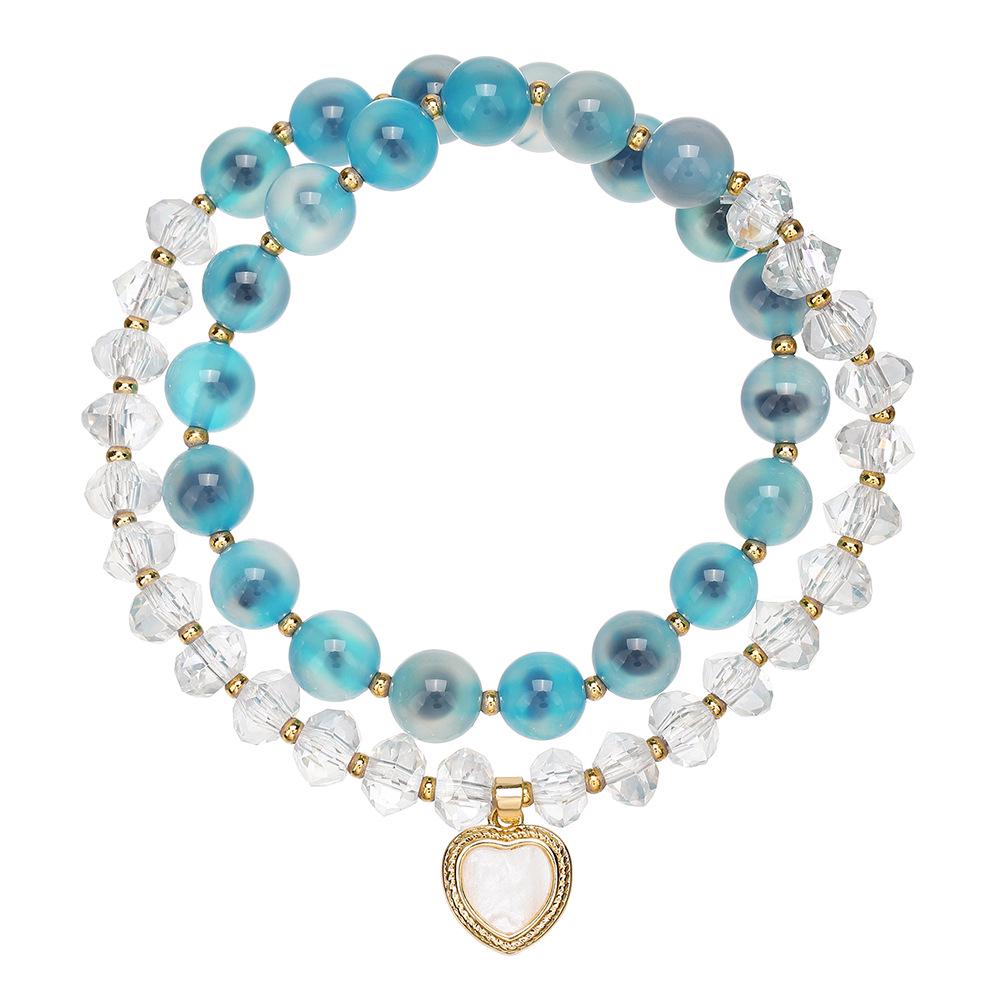 Bracelet de Perles en Agate Naturelle et Cristal Autrichien - Bijou Vintage Haut de Gamme pour Femme