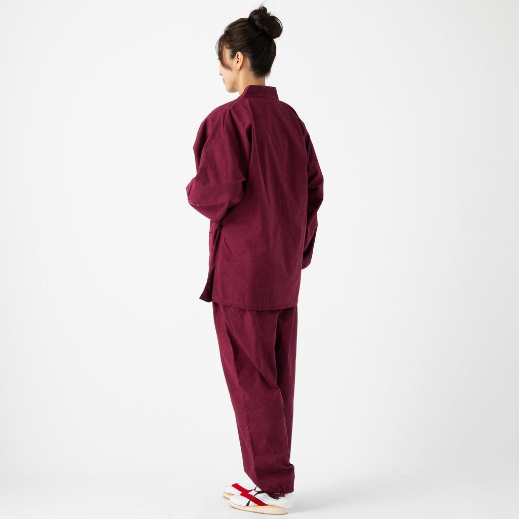 Kurume pongee weave Women's workwear, (wine, M)