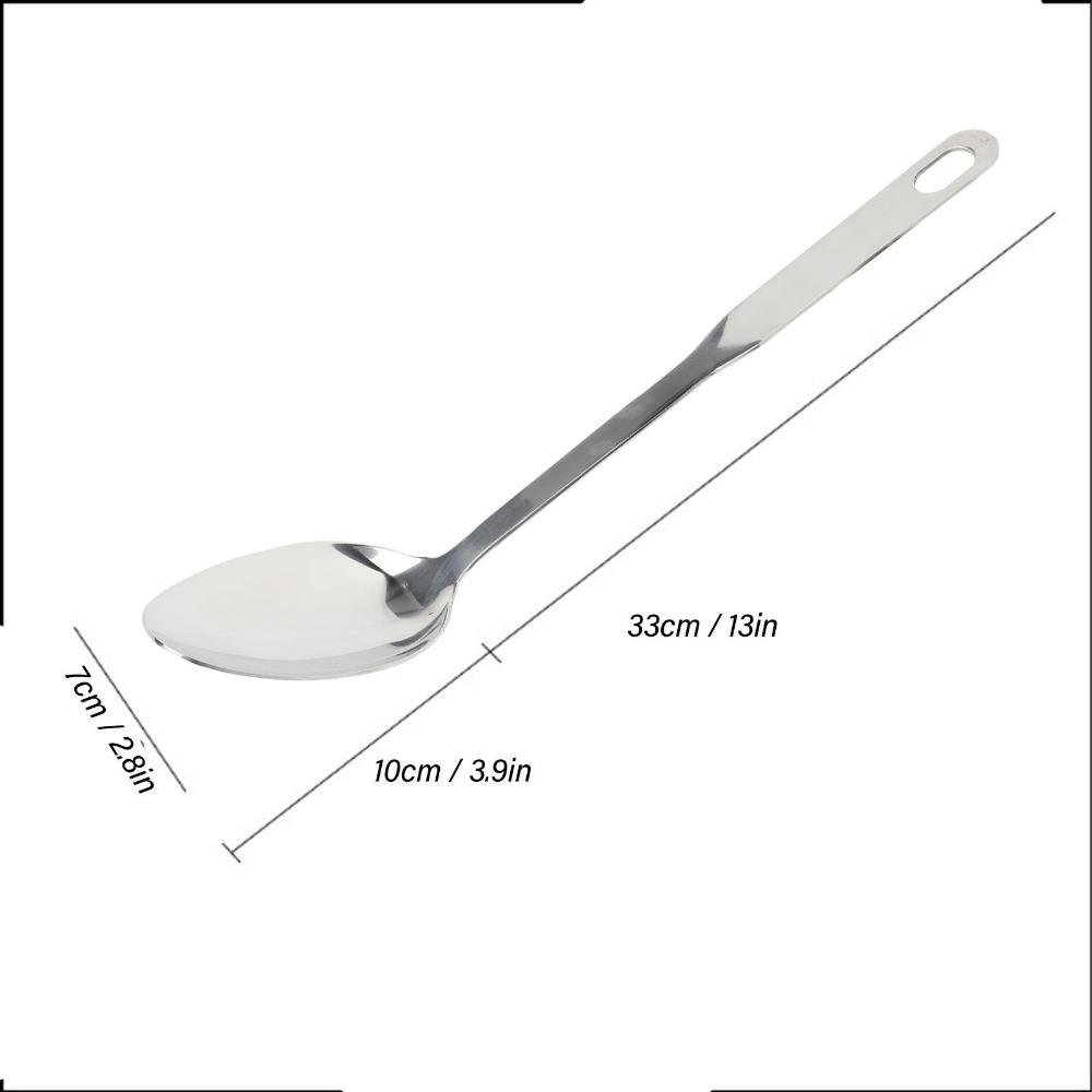 304 Rustless Long Handle Spoon Silicone/Steel Handle Dinner Scoop Rustless Ladle  Kitchen Cooking Steel Handle