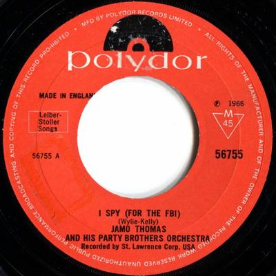 7inch Record JAMO THOMAS & HIS PARTY BROTHERS OR - I Spy (For The FBI) 56755 Polydor 1969 UK Soul/Funk Used