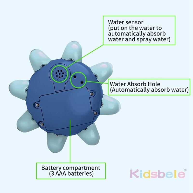 Octopus Sprinkler Bath Toy for Kids LED Light Up Induction Floating Water Spray Toddlers Pool Shower Gift