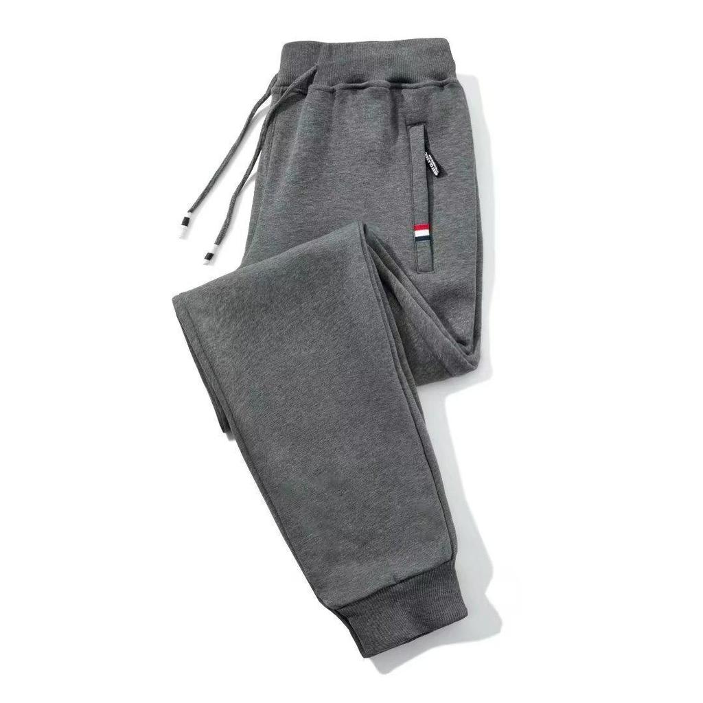 2024 Velvet Thickened Men's Loose Casual Zipper Sweatpants for Autumn and Winter