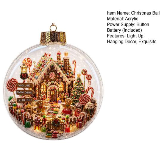 Regalo di Natale per Amici Ornamento Luminoso con Storia, Mini Scena Festiva in Palla Decorazione da Appendere, Lampade per l'Atmosfera Domestica Luce Acrilico Trasparente Ciondolo