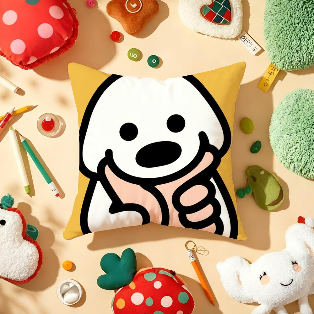 Korea M-Matsui Cute Dog Cushion Cover Plush Fabric Soft Double-Sided Printed Sofa Warm Winter Home Gift Pillow Cover