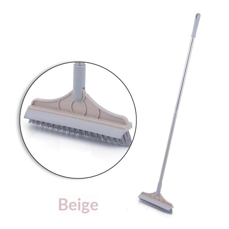 V Shaped Crevice Floor Scrub Brush With Stiff Bristles And Water Squeegee For Bathroom Kitchen Deep Cleaning