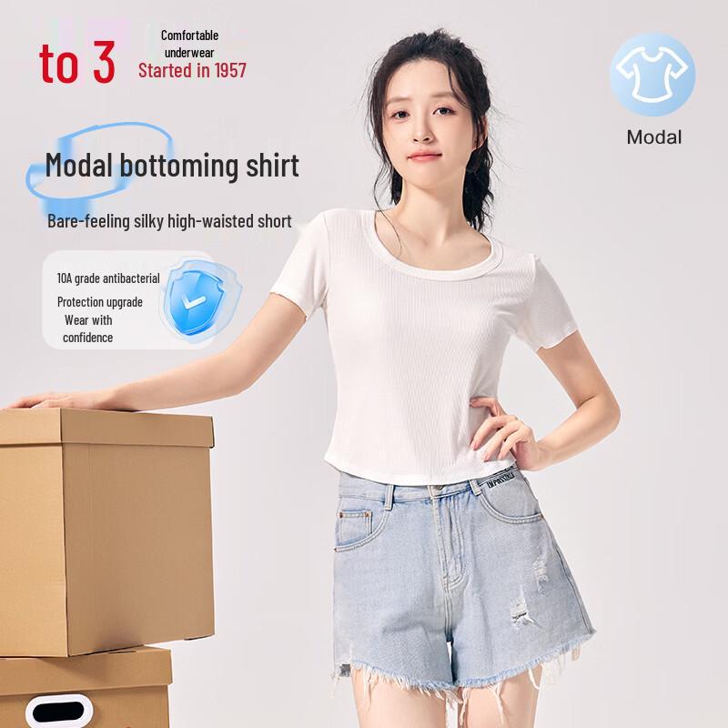 

Hongdou Women s 10A Antibacterial Modal Slim-Fit T-shirt XL