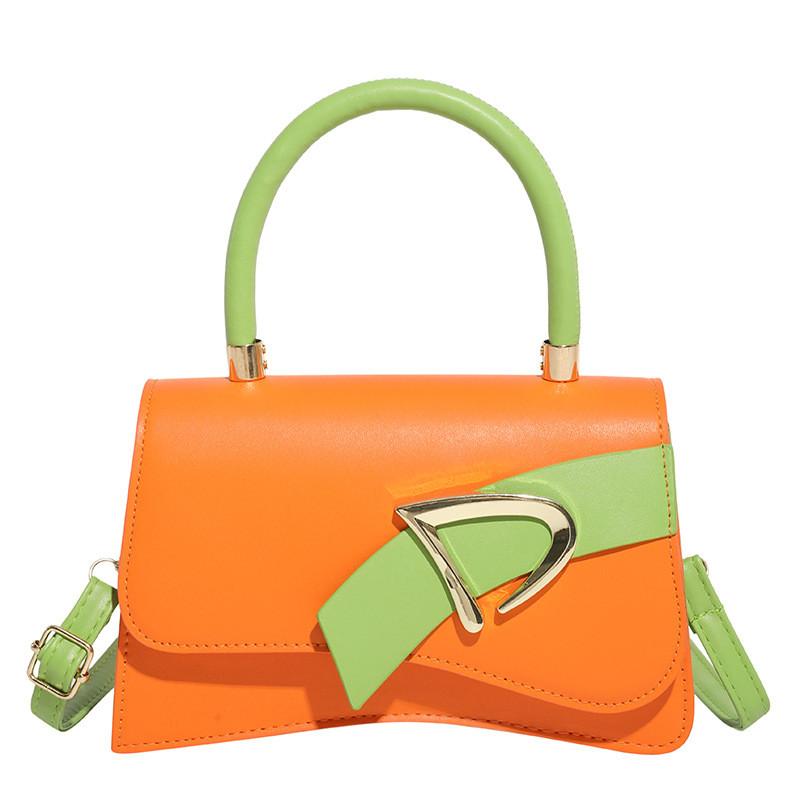 

Модный ремень с цветными блоками, украшение, женская маленькая сумка на одно плечо, квадратная оранжевый