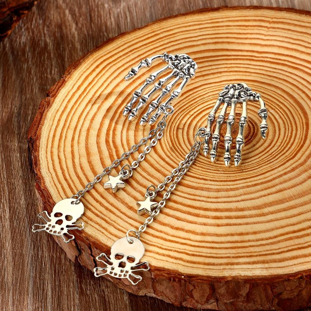 Punk Skull Gothic Ear Jewelry With Alloy Material For Wear Festival