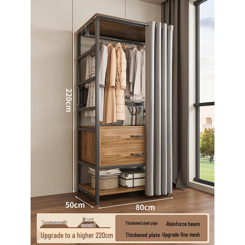 Metal Walk-In Wardrobe: Floor-Standing Clothes Rack, Open Garment and Hat Rack, Bedroom Shelf Assembly