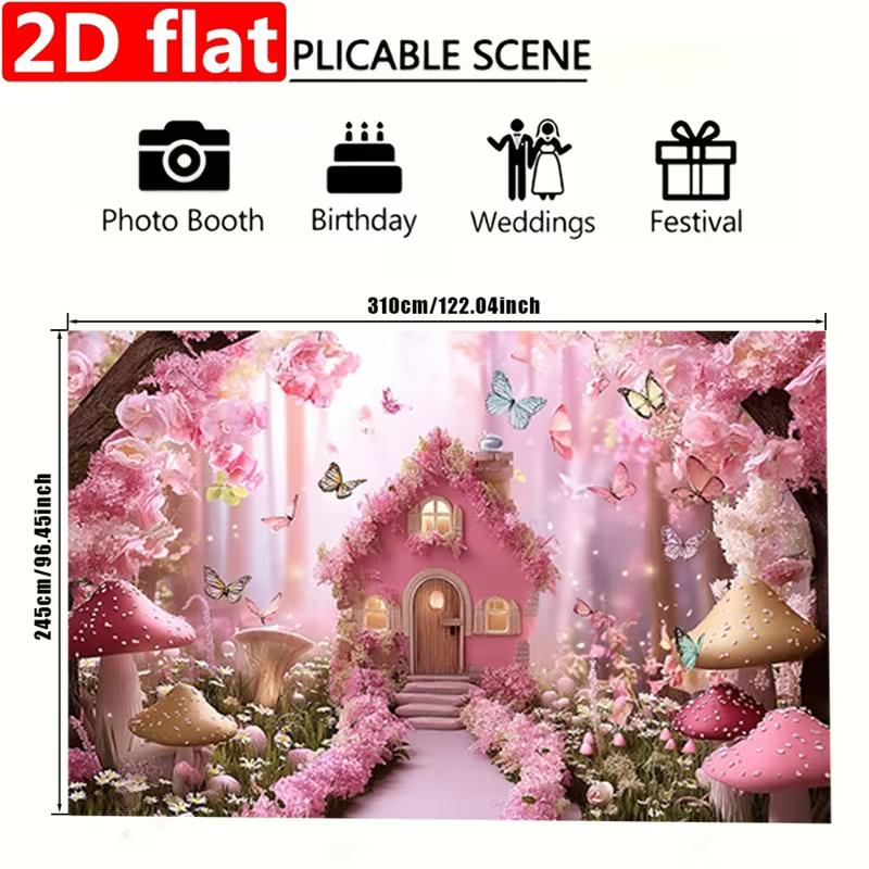 2D Enchanted Forest Fairy House Backdrop Children's Party Photo Booth