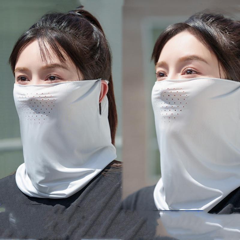 Summer Ice Silk Thin Breathable Sunscreen Face Mask An-ti UV Balaclava Face Neck Cover Hiking Cycling Camping Scarf Wrap Bandana