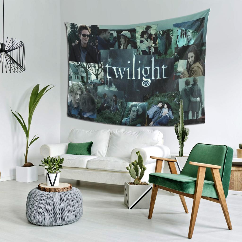 Twilight Collage Tapestry Celebrating Romantic Fantasy with Iconic Movie Scenes Perfect for Home DecorAdding Magical Colors