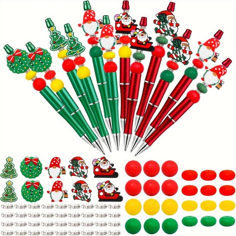 

12pcs Christmas Pen Beaded Ballpoint Pen Handmade Beadable Pens with Colorful Beads Writing Supplies for Students 1