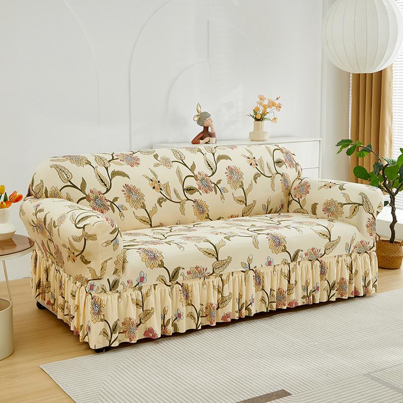 1pc Stretch Sofa Slipcover Non-slip Sofa Cover With Skirt Geometry Couch Cover for Bedroom Office Living Room Home Decor
