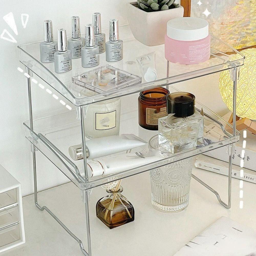 Simple Desktop Storage Rack Acrylic Bathroom Shelf Multi-Function Cup Holder  Condiment