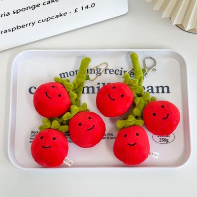 Japanse Leuke Kleine Tomaat Fruit Pluche Pop Hanger Sleutelhanger Simulatie Zachte Pluche Gevulde Tomaat Pop Verjaardagscadeau Sleutelhanger