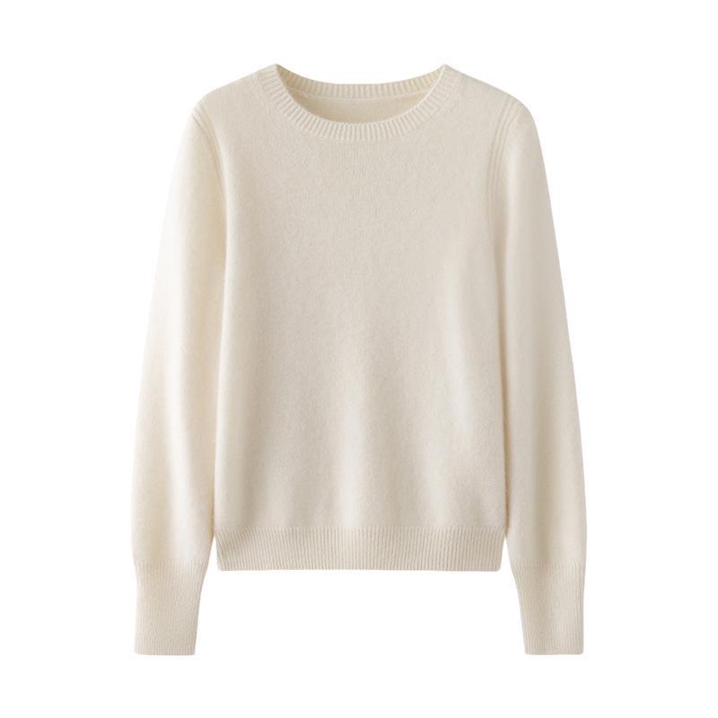 Women's Cashmere Crew Neck Sweater - Soft Knitted Pullover for Autumn/Winter