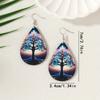Pendientes Pintados Fashion Dream Hongo Lindo Árbol de la Vida Arco Iris Pendientes con Textura de Madera Versátiles para Damas