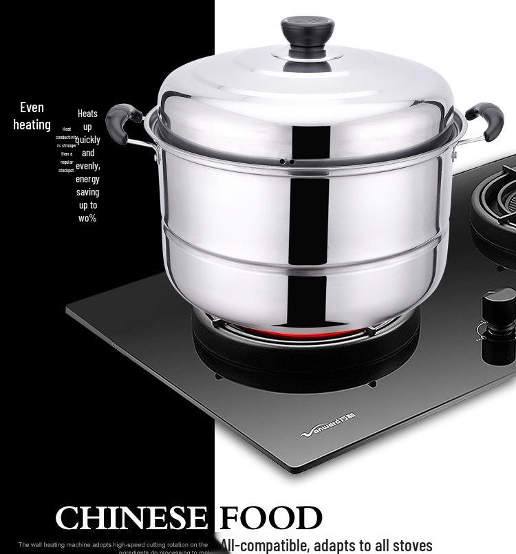 Stainless Steel Double Layer Steamer: Multi-Use Pot for Two or Three Layers - Ideal for Soups, Steaming Buns, and Fish on Induction or Gas Stoves
