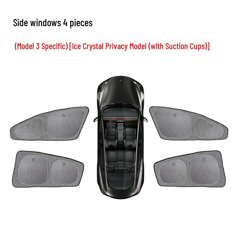 Tesla Model 3/Y Sunshade with Suction Cup - Ice Crystal Opaque Side Window Protection
