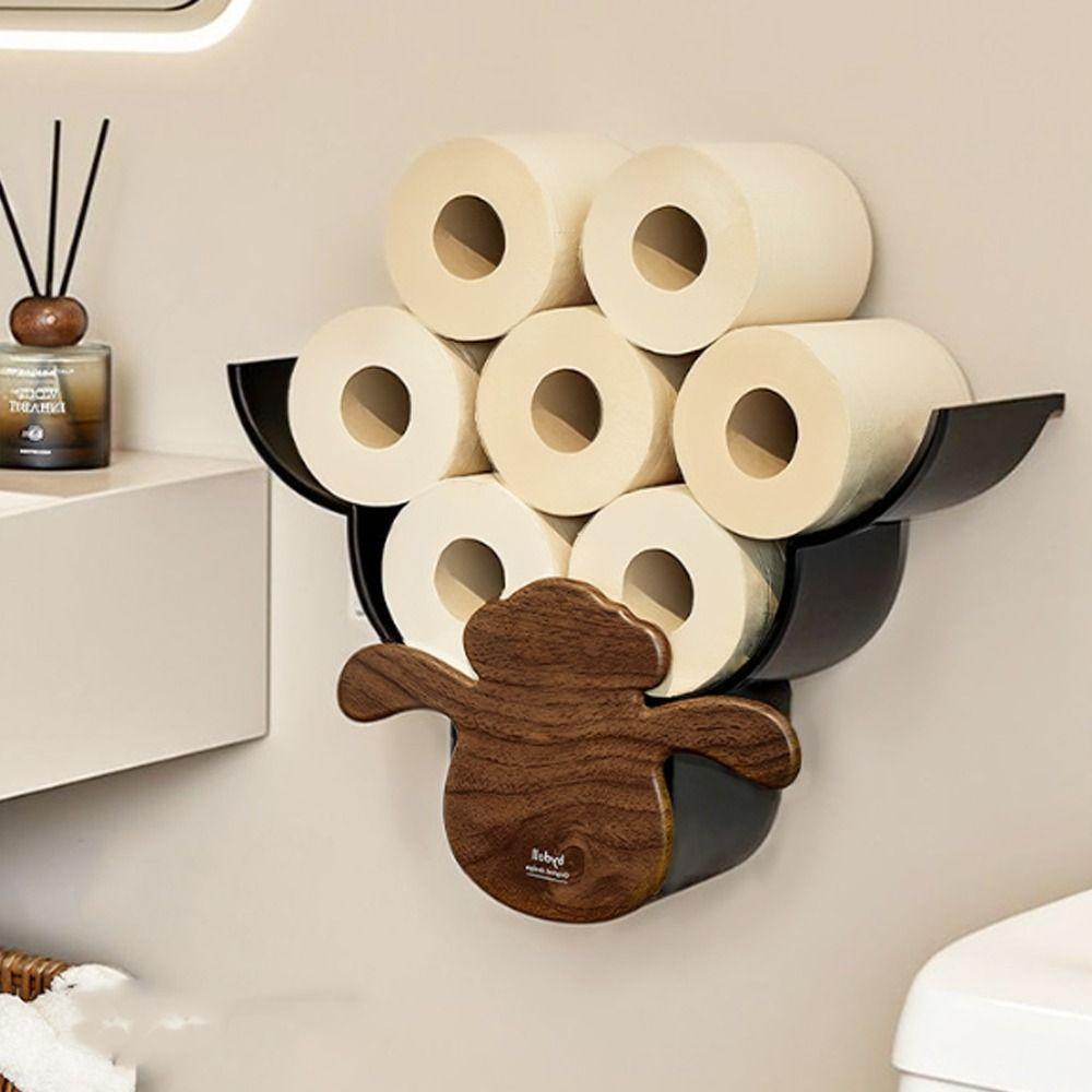 Plastic Sheep Toilet Roll Holder Wall Hanging Holds 12 Rolls Paper Towel Holder Space Saving Towel Roll Holder Home Accessories